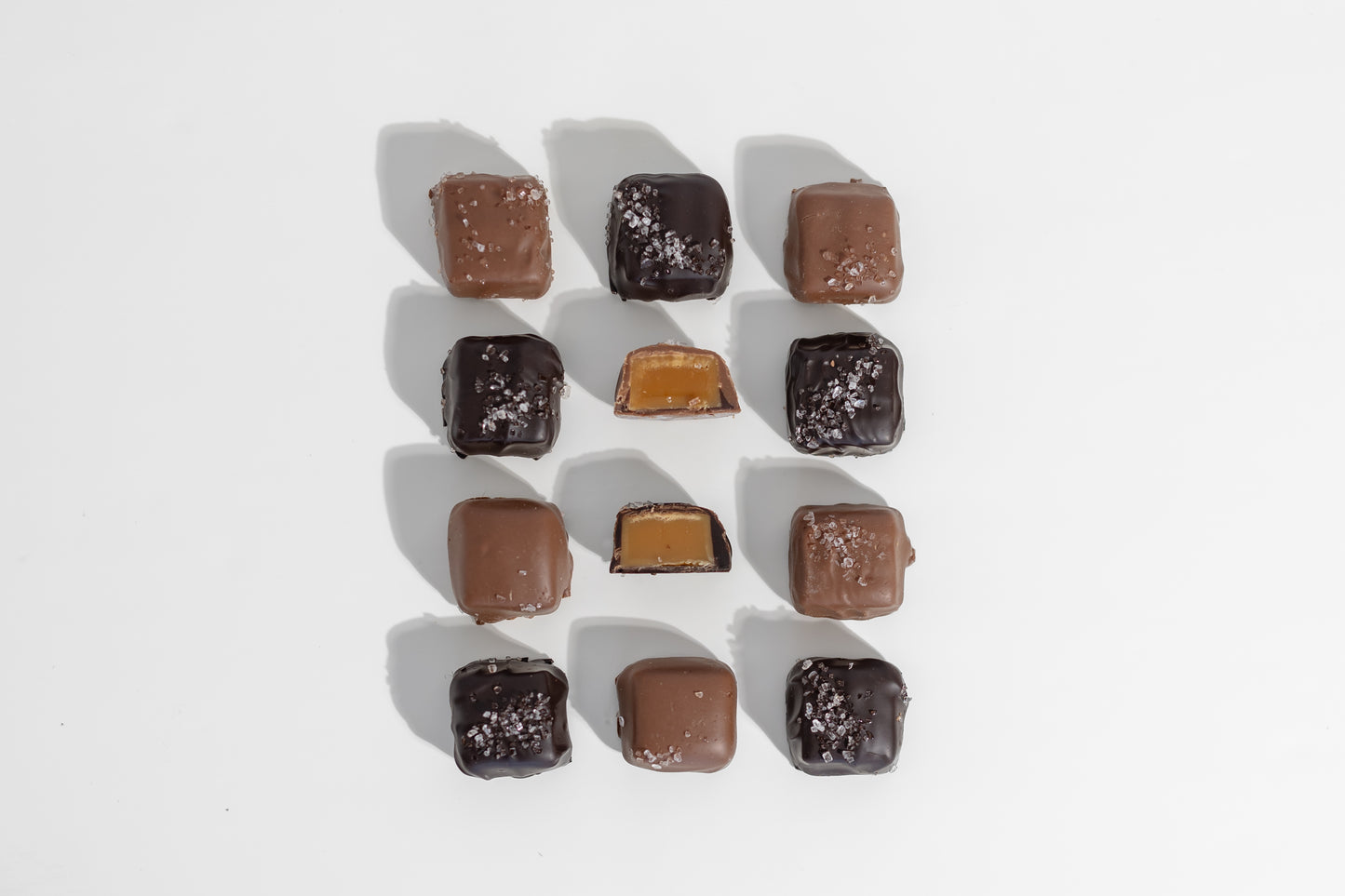 Milk & Dark Chocolate Sea Salt Caramels 12pc.