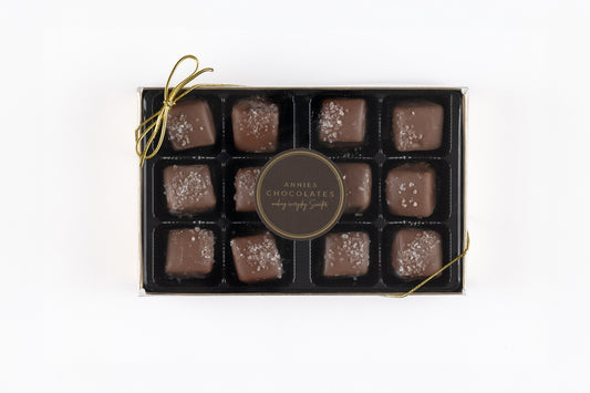 Milk Chocolate Sea Salt Caramels 12pc.